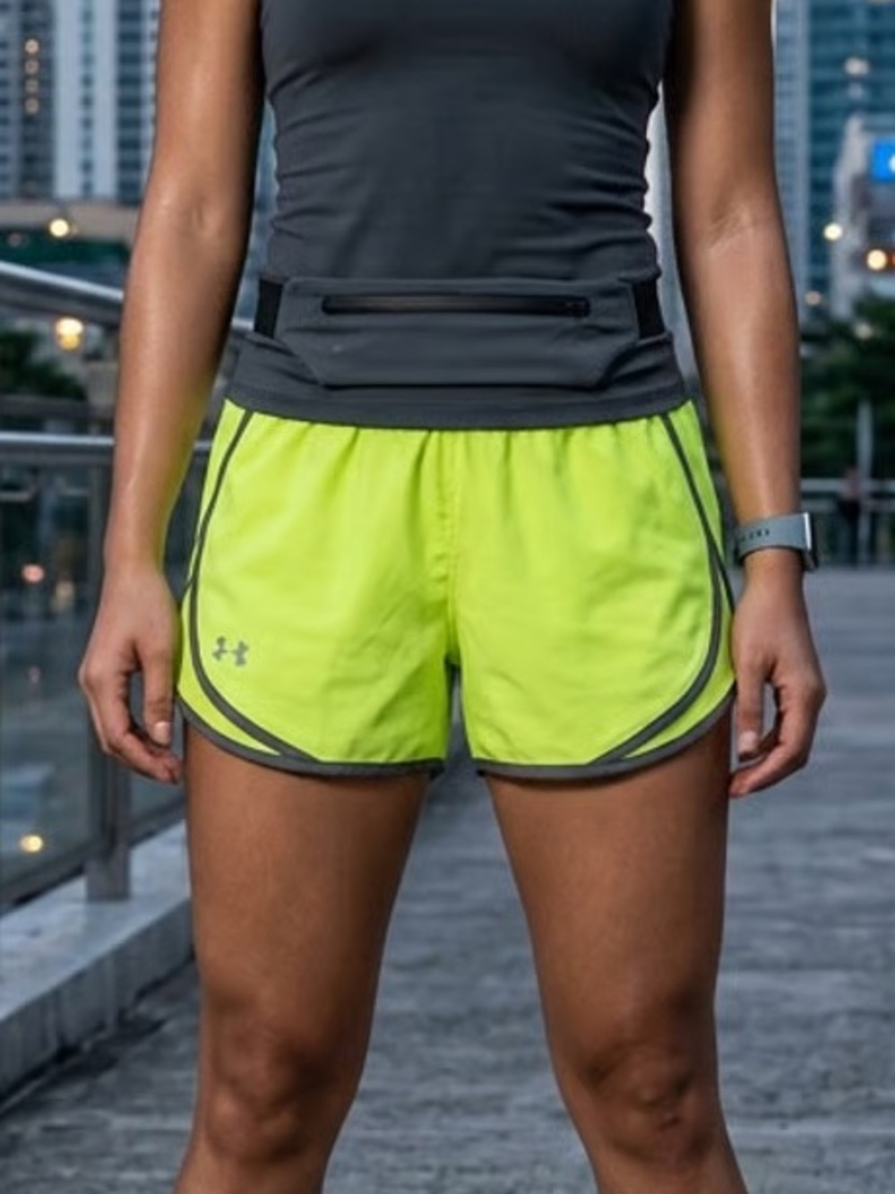 UNDER ARMOUR | Neon Yellow Gray Running Shorts Sz S
